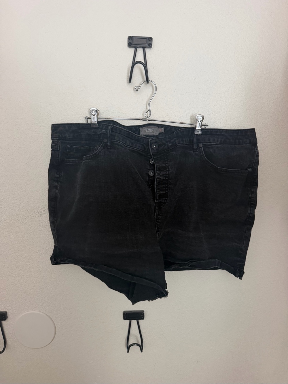 torrid Black Button-Fly Distressed Denim Shorts